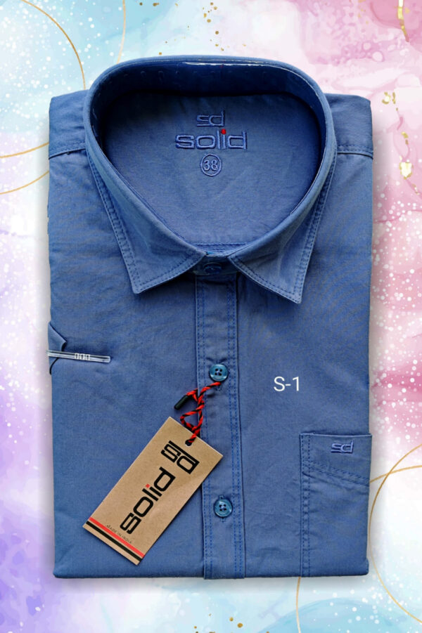 SOLID 100% Cotton Twill Short Sleeve Shirt